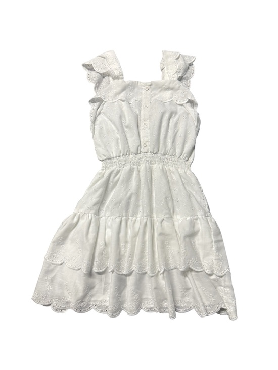 Other - Girls White Eyelet Embroidered Ruffle Tiered Summer Dress